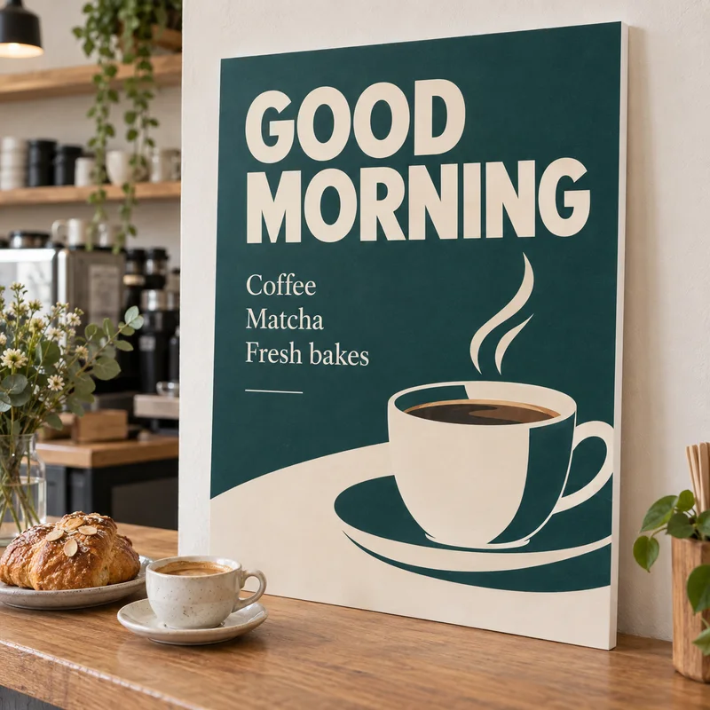Printed PVC board for a cafe